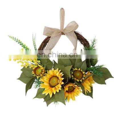 Wholesales Amazon Best Selling Artificial Flowers Home Door Party Wedding Wall Decor Acacia Farnesiana Sunflower Wreath Ring