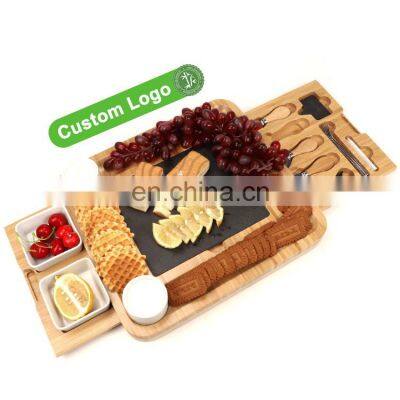 Eco Friendly Multi-purpose Restaurant Premium Bamboo Cheese Cutting Board Set