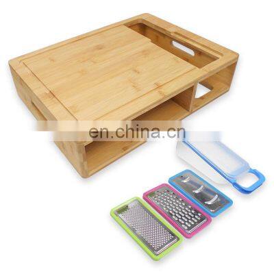 Bamboo Cutting Board With Drawers 3 Food Storage With Air-Tight Lid photo-4