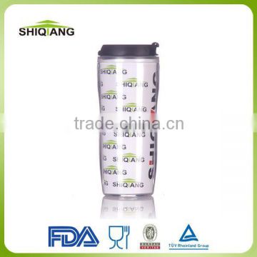 350ml double wall promotional bpa free plastic water mugs with leakproff lid