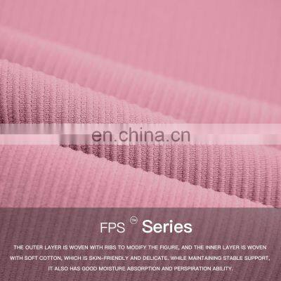 New Arrival Ribbed High Support Sports Crop Tops Yoga Fixed Cups Fitness Quick Dry Bras 69nylon 31spandex