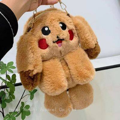 024Plush bag cute cartoon image bag one shoulder oblique cross bag children's schoolbag wholesale winter style