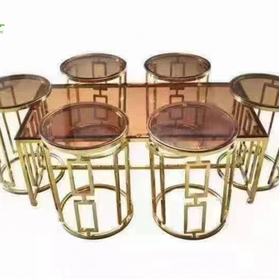 Wedding supplies gold stainless steel coffee table for wedding party decoration