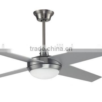 Matt silver color plywood blades ceiling fan with remote control with light