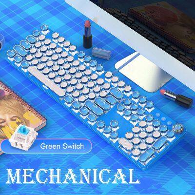 Hotswappable keyboard Volume Button white+blue mix color keycaps keyboard usb wired mechanical gaming keyboard