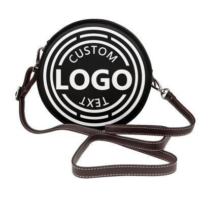 Bulk Custom Bags with Logo Custom Round Leather Bag Add Your Logo Picture Text Personalized Gifts for Women