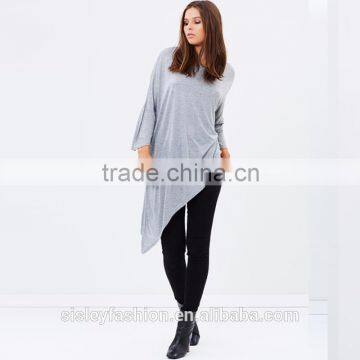 Fashion high quality longline t shirt women long sleeve women t shirt new t shirt design TS041