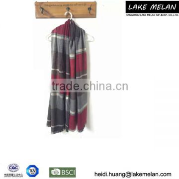 100% Acrylic Woven Scarf In Striped Pattern