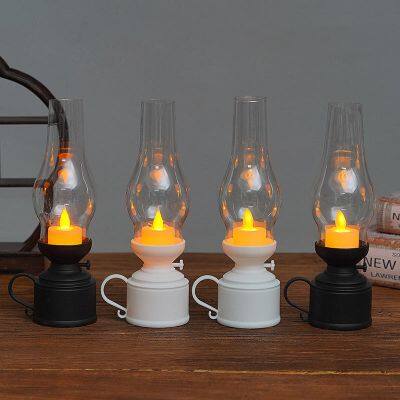 Vintage Oil Lamp Lamps, LED Flameless Design for Home & Restaurant Desktop Ornament