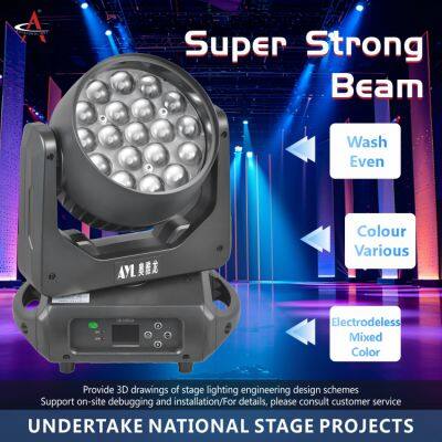 RS19 19x15W Eye B-eye Zoom Wash Beam Focusing DMX Pixel Control 4in1 RGBW LED Zoom Moving Head Wash Lights photo-4