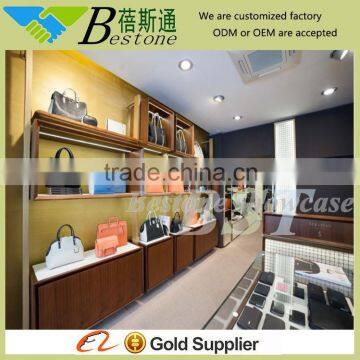 commercial wall wooden glass display cabinets showcase for bag store