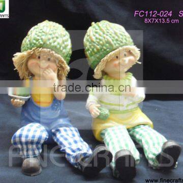 Resin sitting doll with trousers craft decoration