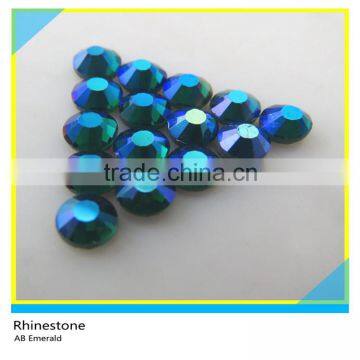 Wholesale Glass Dmc Rhinestone Hotfix Flat Back Round Stone AB Emerald