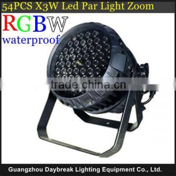 led stage light led par light zoom 54x3w led par64 Waterproof Outdoor IP65 RGBW DMX512 Stage Zoom Par