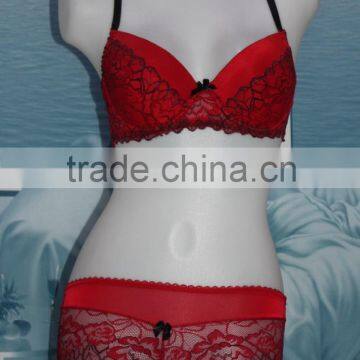 Hot Beautiful Young Lady Panty Set Cotton Lace Trim Fashion Bra Sets