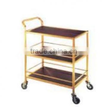 hotel stainlees steel restaurant service trolley with 4 wheels