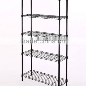 5 Shelf Black Steel Wire Mesh Shelf