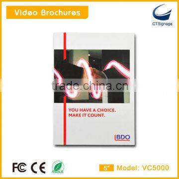 a3,a4,a5 size video brochure customized design lcd greeting card