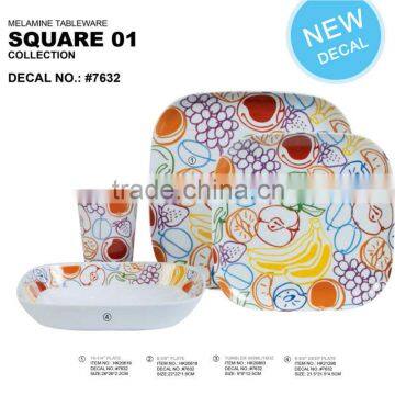 fruit customize new printed color cup bowl plate jug fastion eco-friendly bamboo fiber dinner set