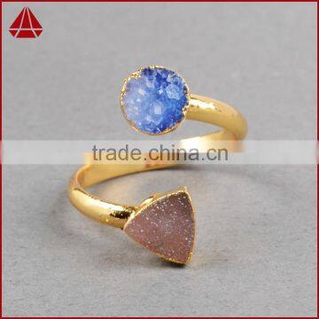 18k yellow gold-plated base metal open ring with druzy tone stone                        
                                                Quality Choice