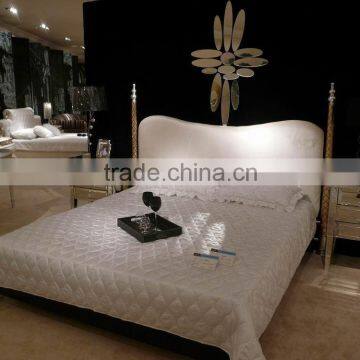 new classical solid wood carving fabric bedroom XY8052