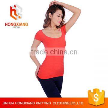 Hongxiang Professional Factory Designer 80% Cotton and 20% Polyester Lace T-shirt for Women 12color