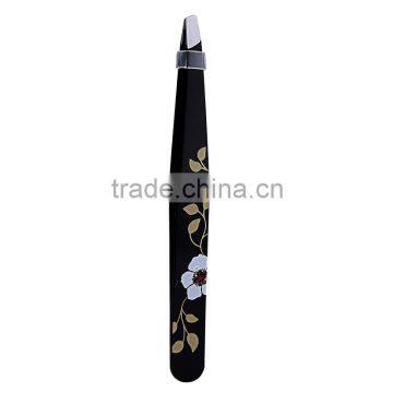 Eyebrow tweezer with flower design,black eyebrow tweezer