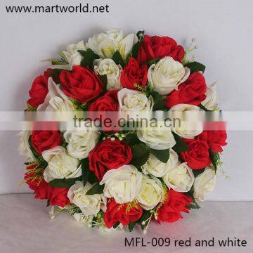 Beautiful wedding flower for decoration; Romance red and white rose flower for wedding&party&home&hotel decoration(MFL-009)