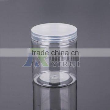 550G Clear Wide Mouth Plastic PET Cylinder Jar For Cookies Food and Cosmetic Cream