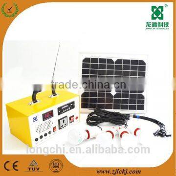 10W Portable solar radio system with inverter, emergency DC light, AC, cellphone charger