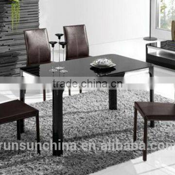 black temper glass & MDF dining room tables/dining table set (ST-090)