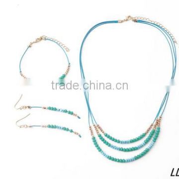 Triple pedant turquoise necklace with matching earrings and bracelet