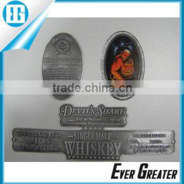 Custom Wine Bottle Metal Label Self-adhesive Aluminum Sticker Labels Bottle Labels Metal Logo Plate photo-1