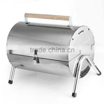 Portable cylinder shape folding stainless kebab grill barbecue