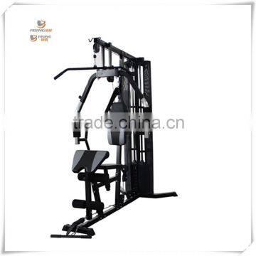 qj-hm0006 one station home gym with protecting net cover and 100lb plastic weight