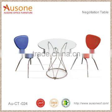 with Metal Base High Quality Round Glass Tea Table