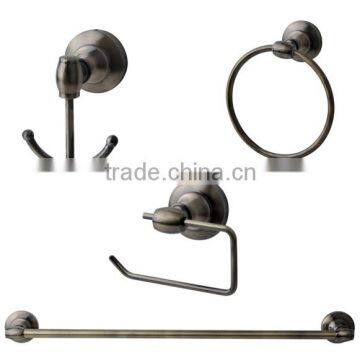 Luxury design antique brass bathroom accessories set 4pcs towel ring paper holder robe hook towel bar