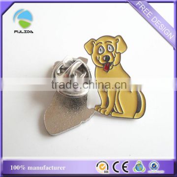 custom animal yellow dog pet shaped metal lapel pin badge