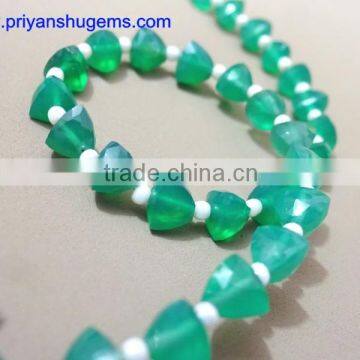 Green Agate faceted beautiful male beauties trillion straight drill