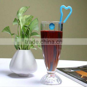 machine pressed big glass ice cream cup footed beverage glass