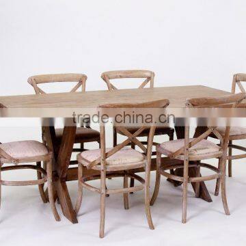 Home used Antique Solid wooden With X design leg Rectangular Dining /Party Table(DT-827-OAK)