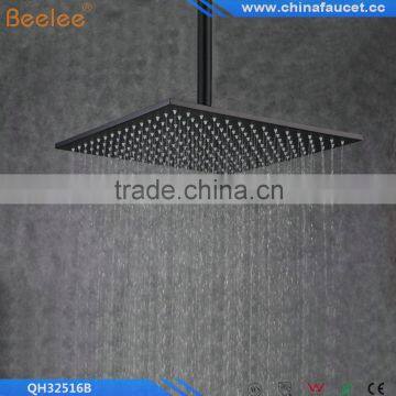 16 inch 40cm square black bathroom rain shower head
