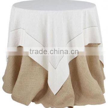 Ladder hemstitch linen table cloth white natural