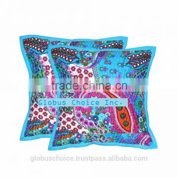 Indian Kantha work Ethnic Floral Throw Cushion Cover