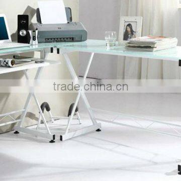 3-Piece Contemporary Glass and Steel Computer Desk