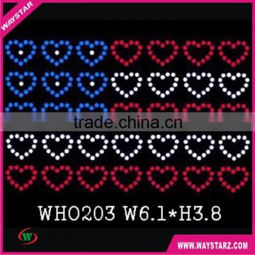 Heart American Flag Custom Rhinestone Heat Transfers