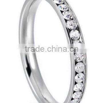 White Stainless Steel Eternity Ring Band CZ Wedding