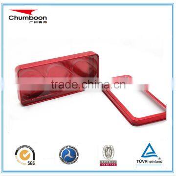 rectangle PVC window travel chocolate tin box / factory OEM heart shape insert metal box / good price tin can