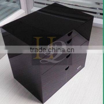 Top Quality Best Price Silk Print Logo Black Acrylic Make up Organizer With 4 Drawers Quality Choice photo-2