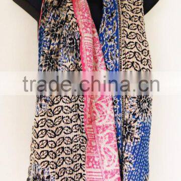 Authentic Indian Vintage Kantha Work Reversible Silkshawls/Scarves/Stoles